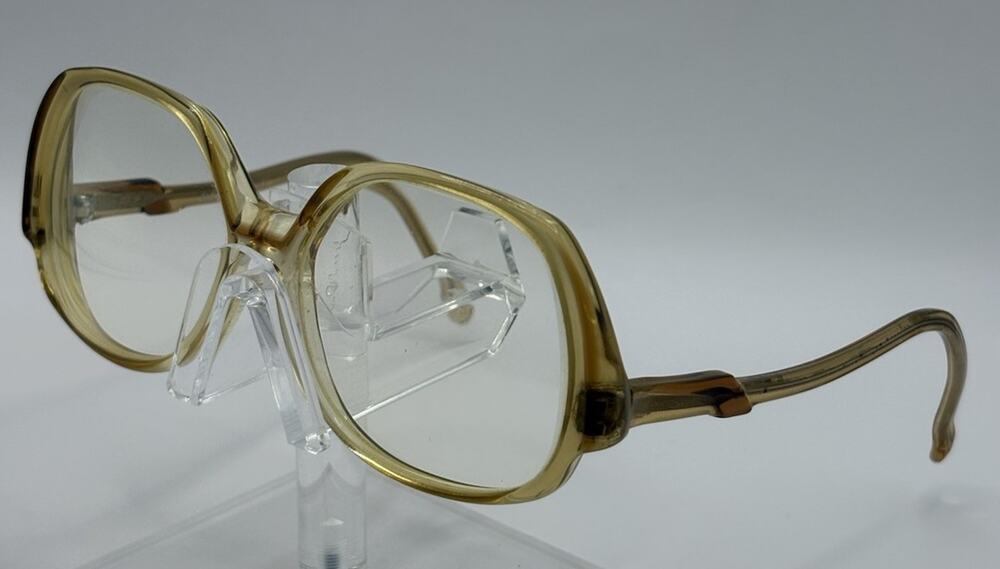 Vintage Euramco USA Amber Oversized Eyeglass Frames 135 Drop Temple Retro